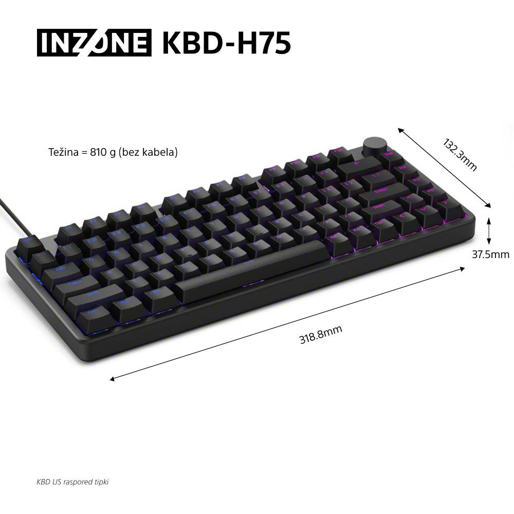 Tipkovnica SONY INZONE KBD-H75 crna